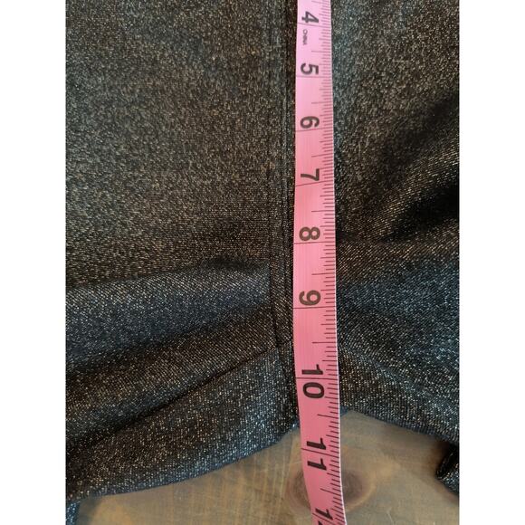 Loft Metallic Stretch Pants Women's Sz M Black Silver Skinny Leg Pull on Dressy - Picture 7 of 16